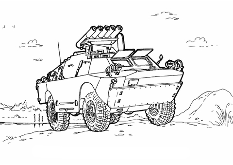 Armoured Scout Car With Anti Tank Missiles Coloring Page